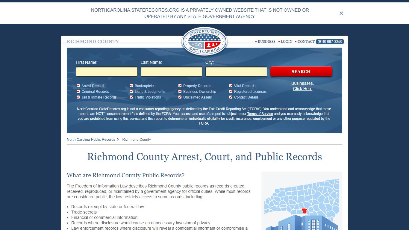 Richmond County Arrest, Court, and Public Records